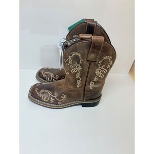 Smoky Mountain Girls 12 R Brown Leather Floral Embroidered Cowboy Boots